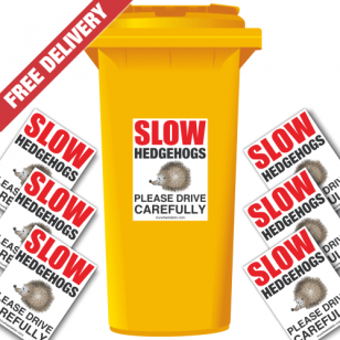 Slow Hedgehogs Please Drive Carefully Speed Reduction Wheelie Bin Stickers